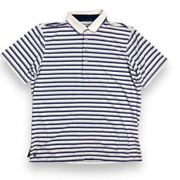 Greyson Shirt Mens XL Purple Stripe Polo Golf Stretch Preppy Wolf Button Classic - Picture 3 of 9